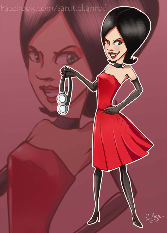 Cartoon girl red dress holding free wallpaper for mobile - medium preview image