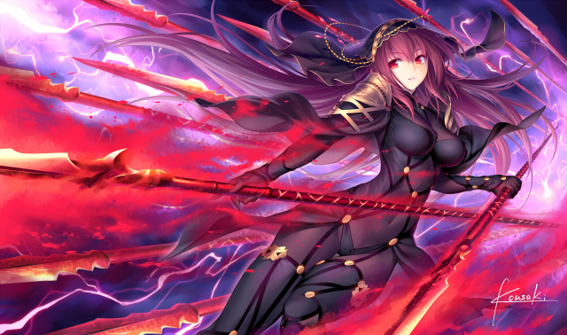 Woman sword lightning anime picture free wallpaper for desktop - medium preview image