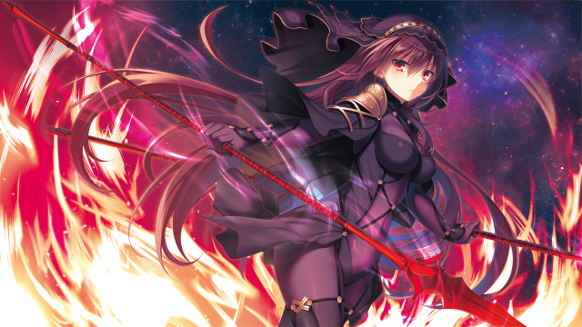 Woman black outfit sword fire #2 free wallpaper for desktop - medium preview image
