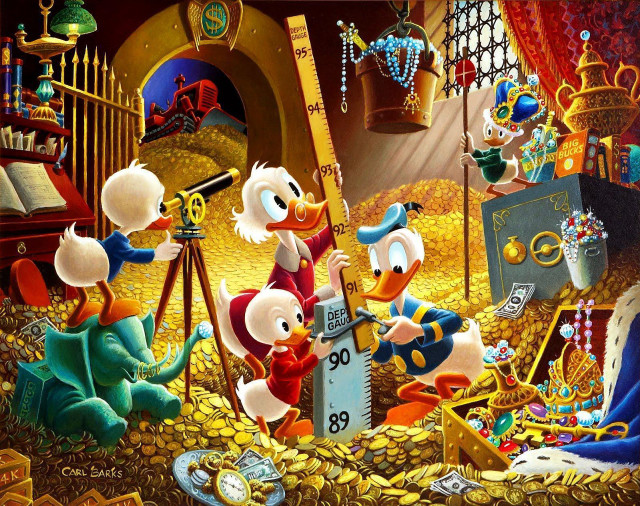 Ducks painting clock room gold free wallpaper for desktop - medium preview image