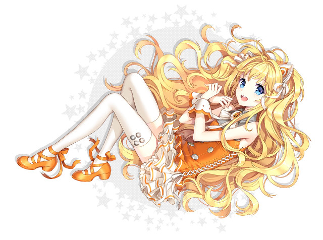 Cartoon girl blonde hair purse free wallpaper for desktop - medium preview image
