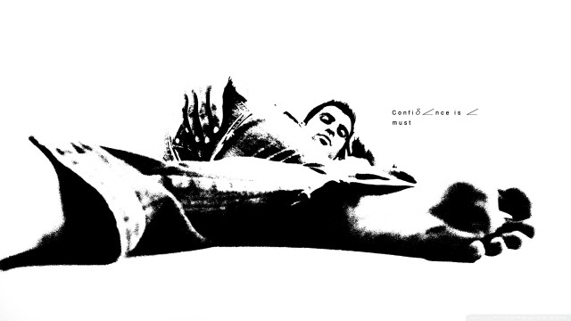 Black white person butterfly head free wallpaper for desktop - medium preview image