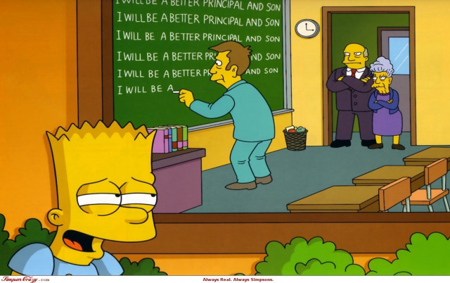 Teacher simpsons character classroom chalkboard free wallpaper for desktop - medium preview image