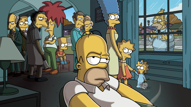 Cartoon man simpsons characters watching free wallpaper for desktop - medium preview image