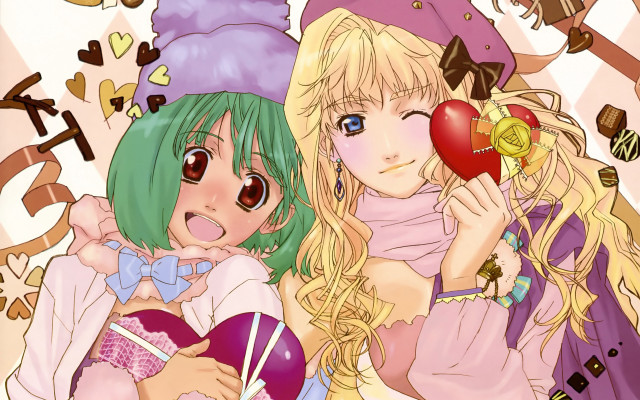 Anime girls hearts hats cute free wallpaper for desktop - medium preview image