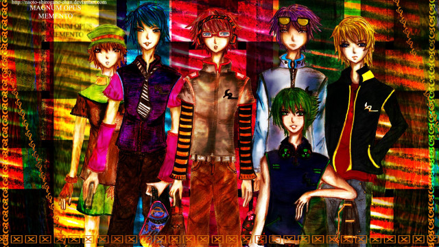 Anime characters group colorful background #6 free wallpaper for desktop - medium preview image