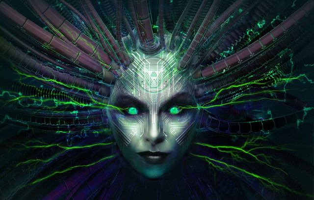 Futuristic android green eyes circuitboard free wallpaper for desktop - medium preview image