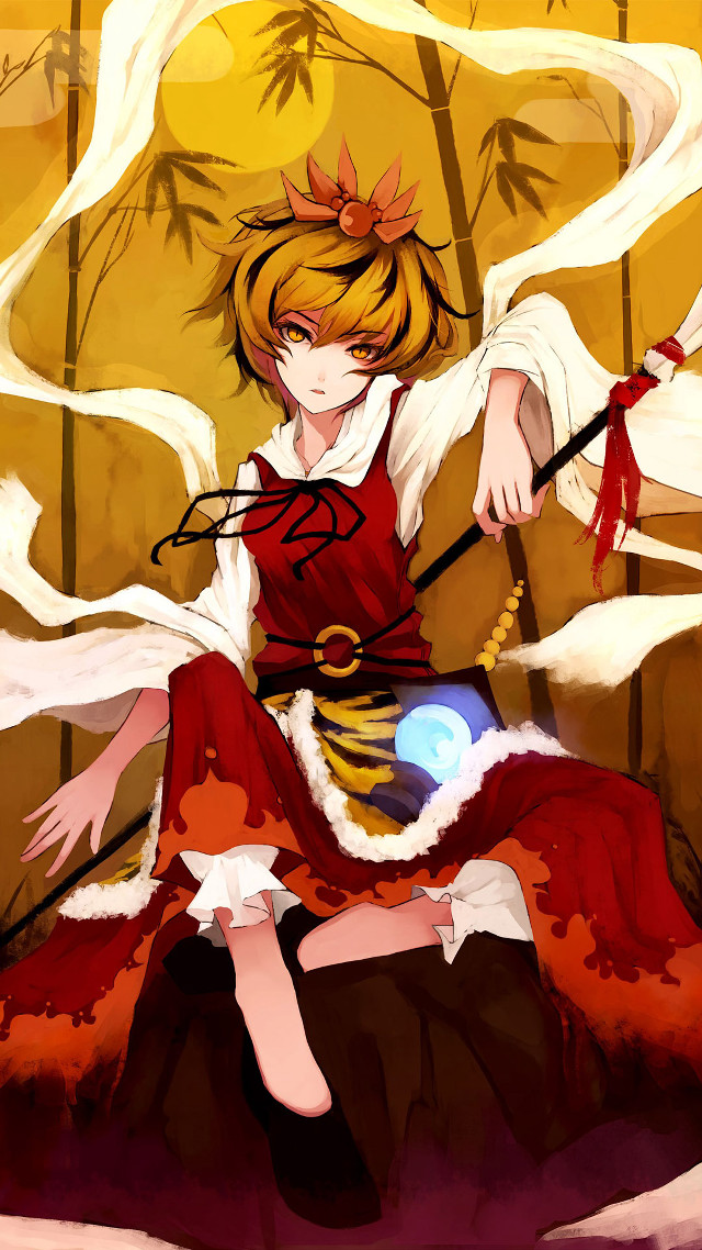 Woman red dress sword rock free wallpaper for mobile - medium preview image