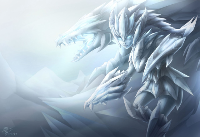 White dragon blue eyes ice free wallpaper for desktop - medium preview image