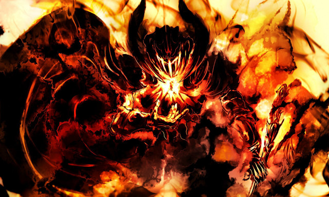 Demonic flame wings ember sunset free wallpaper for desktop - medium preview image