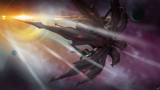 Spaceship flight bright light distant free wallpaper for desktop - medium preview image