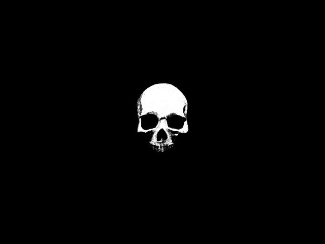 Skull dark background white outline free wallpaper for desktop - medium preview image