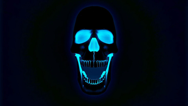 Glowing skull blue eyes hologram free wallpaper for desktop - medium preview image
