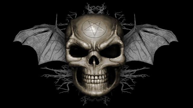 Skull bat wings pentagram forehead free wallpaper for desktop - medium preview image