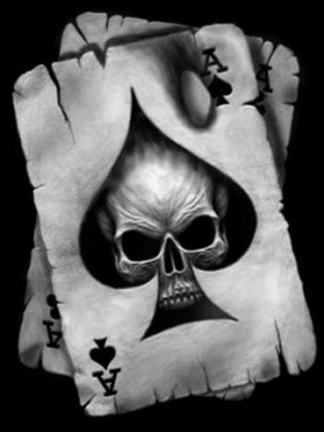 Skull ace playing card torn free wallpaper for mobile - medium preview image