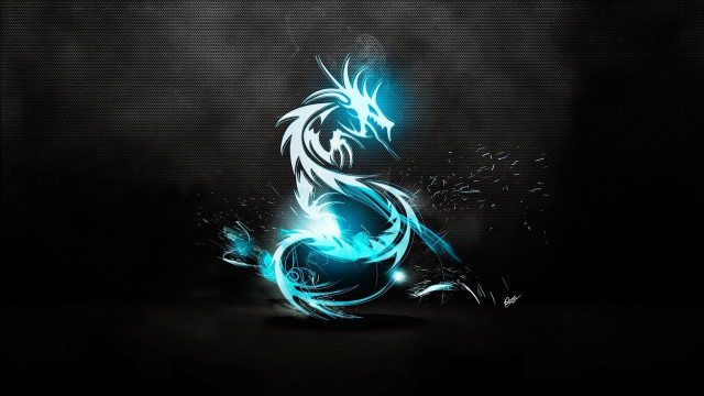 Blue black dragon glowing fantasy free wallpaper for desktop - medium preview image