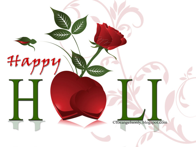 Happy holi heart rose stem free wallpaper for desktop - medium preview image