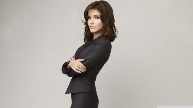 Woman black suit posing arms free wallpaper for desktop - medium preview image