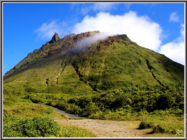 Mountain stream clouds trail grass free wallpaper for desktop - medium preview image