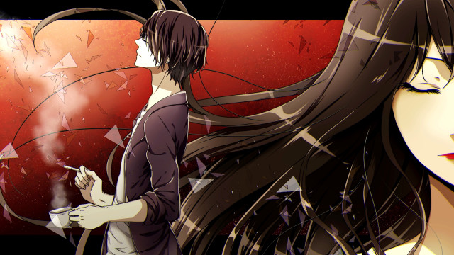 Woman man long hair cigarette free wallpaper for desktop - medium preview image