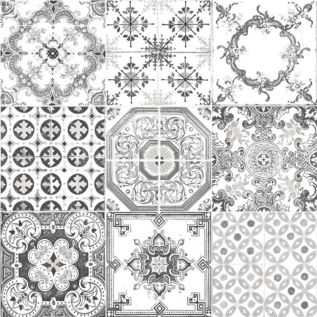 Black white patterns set four free wallpaper for tablet - medium preview image