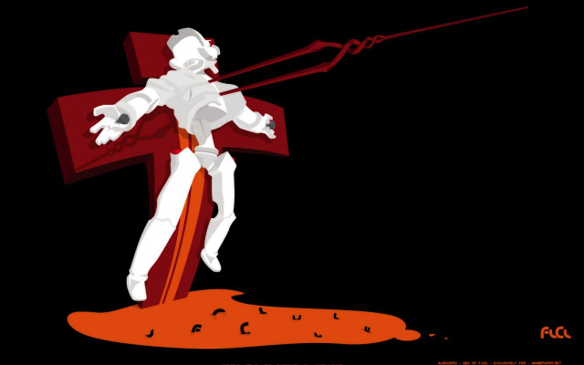 White robot red cross chest free wallpaper for desktop - medium preview image