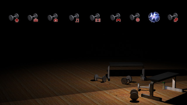 Dark room table dumbbells floor free wallpaper for desktop - medium preview image