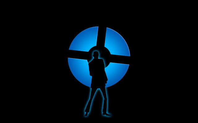 Person blue circle cross hologram free wallpaper for desktop - medium preview image