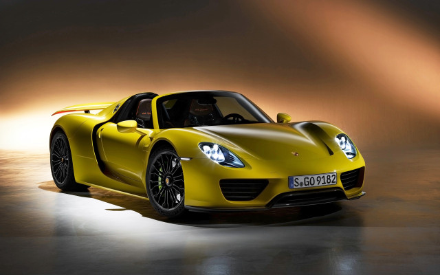 Yellow sports car spotlight dark #2 free wallpaper for desktop - medium preview image