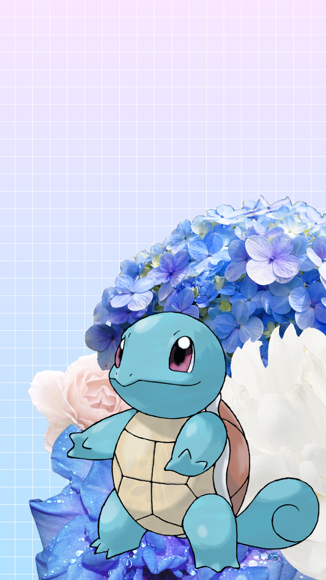Blue white turtle flower background free wallpaper for mobile - medium preview image
