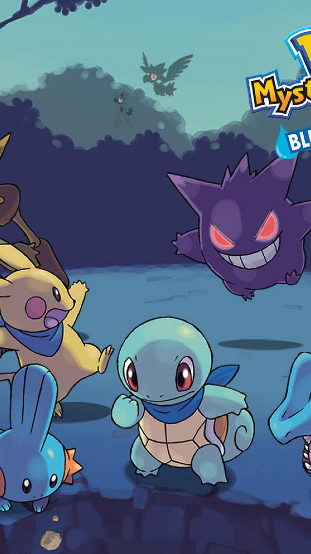 Pokemon playing game blue background free wallpaper for mobile - medium preview image