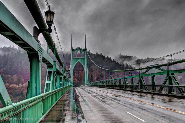 Bridge light pole forest cloudy free wallpaper for desktop - medium preview image