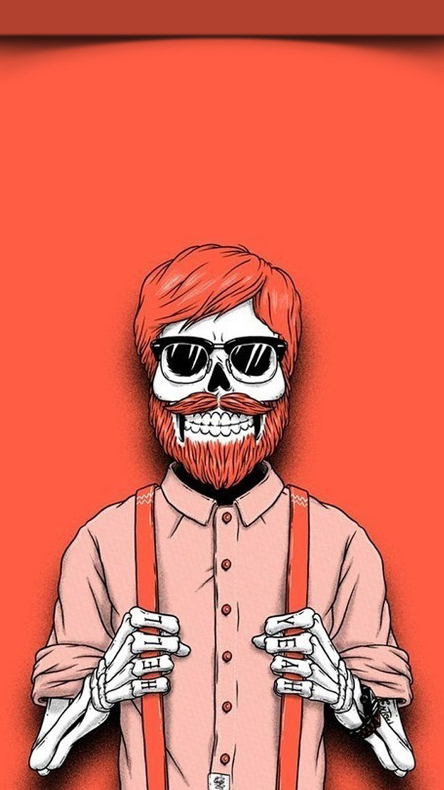 Bearded man synthwave red background free wallpaper for mobile - medium preview image
