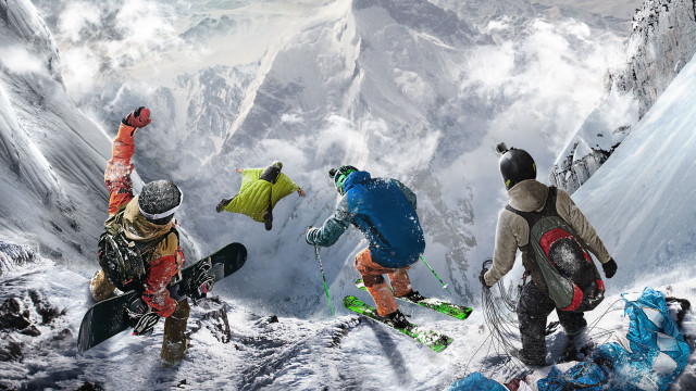 Snowboarders group slope mountains snow free wallpaper for desktop - medium preview image