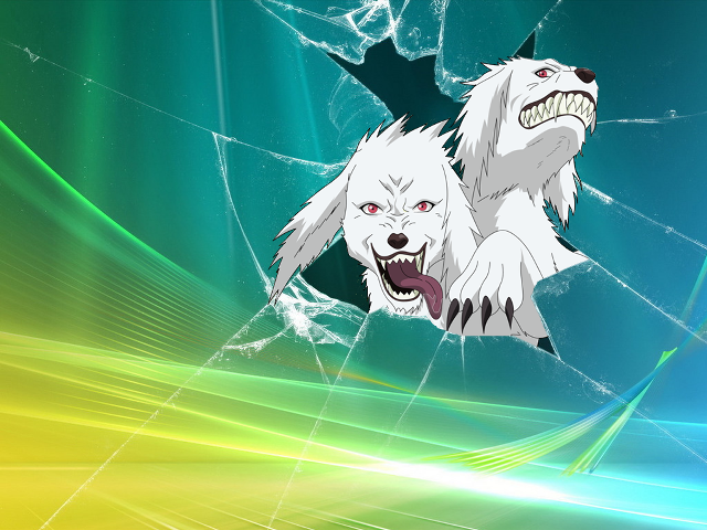 White dogs window sill green free wallpaper for desktop - medium preview image