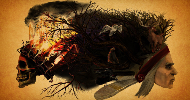 Man skull fire horse demon free wallpaper for desktop - medium preview image