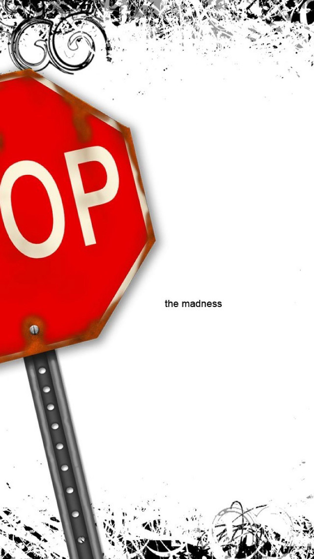 Stop sign black white background free wallpaper for mobile - medium preview image