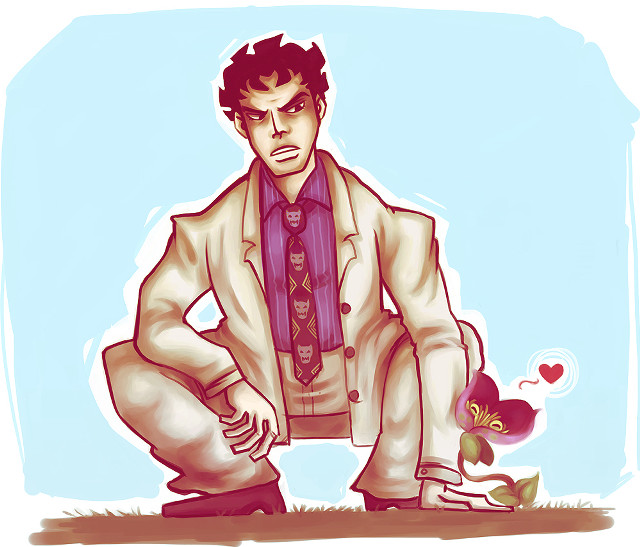 Man suit tie chair bird free wallpaper for desktop - medium preview image