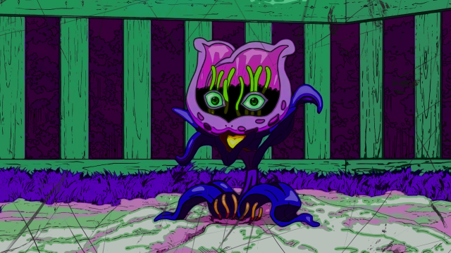 Cartoon cat purple green background free wallpaper for desktop - medium preview image