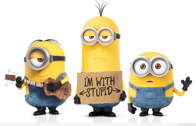 Minions holding sign im with #2 free wallpaper for desktop - medium preview image