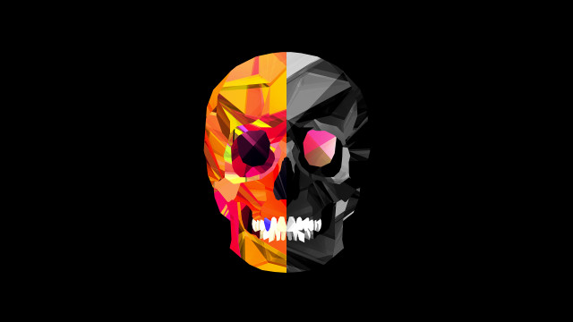 Colorful skull black background red free wallpaper for desktop - medium preview image