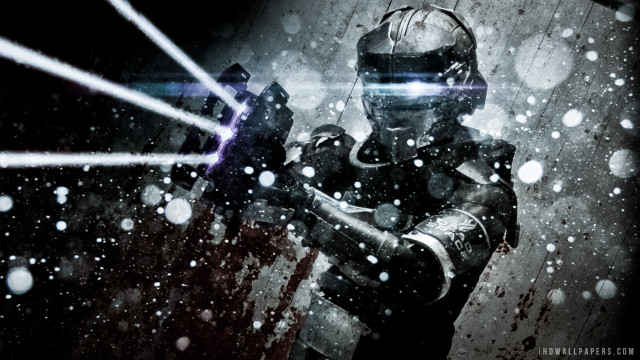 Futuristic man suit gun snow free wallpaper for desktop - medium preview image