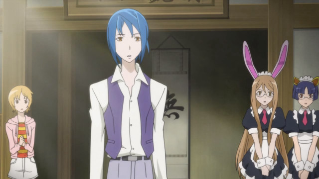 Anime characters bunny ears doorway free wallpaper for desktop - medium preview image