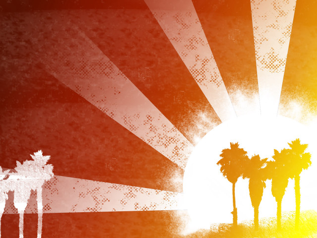 Sun palm trees grungy background free wallpaper for desktop - medium preview image