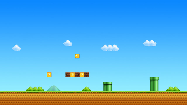 Platform game blue sky cloudy free wallpaper for desktop - medium preview image
