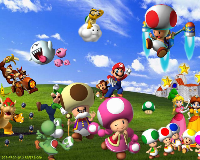 Nintendo characters field sky clouds free wallpaper for desktop - medium preview image
