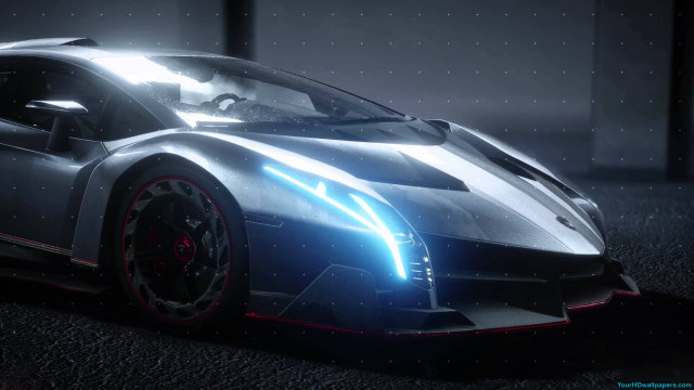 Futuristic car bright light red free wallpaper for desktop - medium preview image