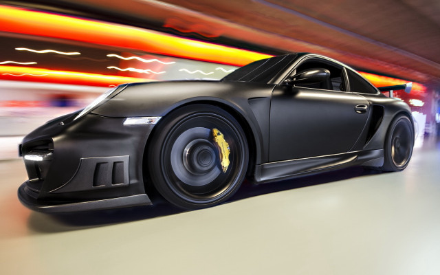 Black sports car tunnel motion free wallpaper for desktop - medium preview image