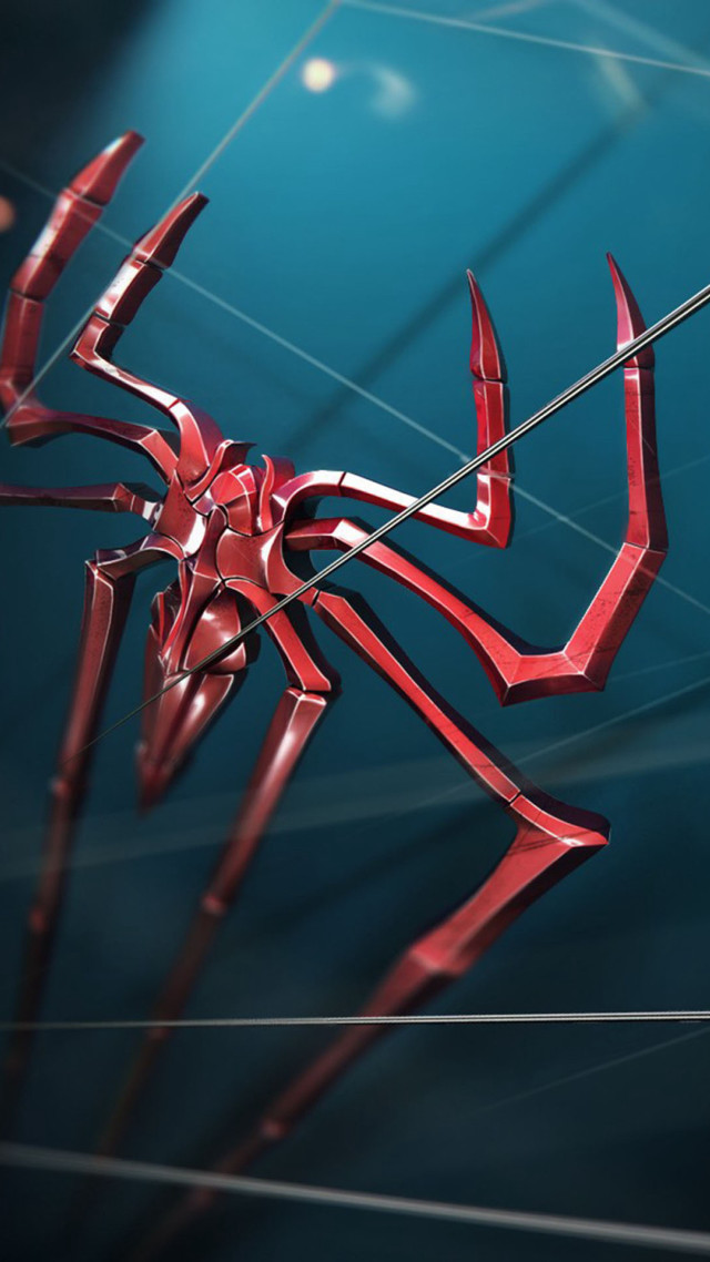 Red spider hanging wire blue free wallpaper for mobile - medium preview image