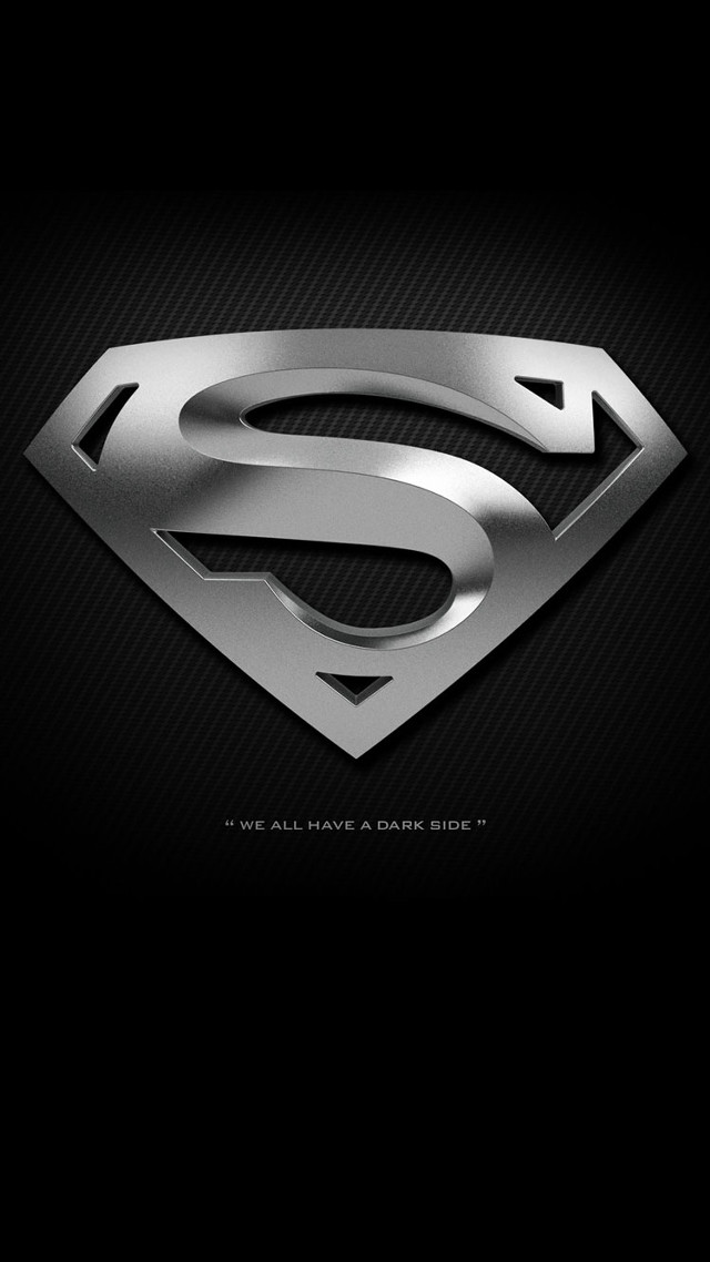 Superman logo black background silver #2 free wallpaper for mobile - medium preview image
